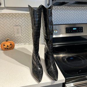 Schutz Maryana Lo Crocodile-Embossed Leather Boot